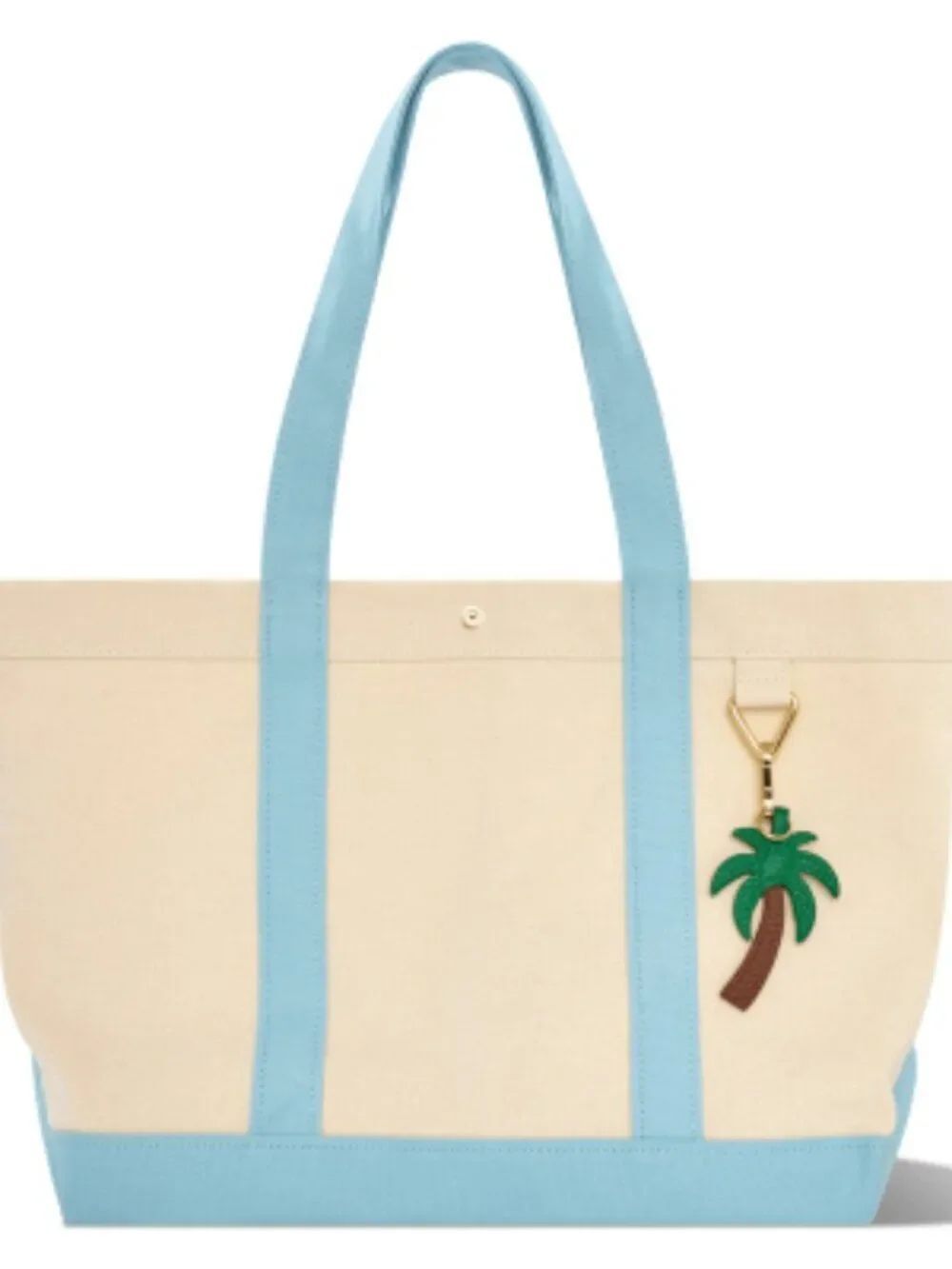 Baublebar Large Canvas Tote With Palm Tree Charm Beach Pool NEW